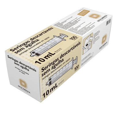Seringa sem agulha Lock 10ml Descartável com 100 Unidades
