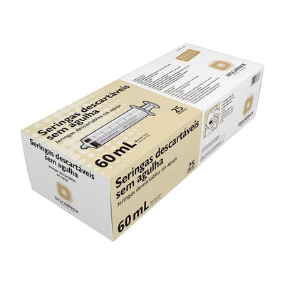 Seringa Hipodérmica Luer Lock 60ml Sem Agulha Descarpack com 25 Unidades