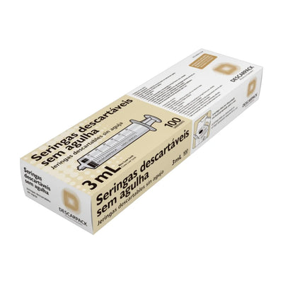 Seringa Hipodérmica Luer Lock 3ml Sem Agulha Descarpack com 100 Unidades