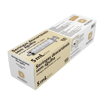 Seringa Hipodérmica Luer Lock 5ml Sem Agulha Descarpack com 100 Unidades