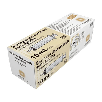 Seringa Hipodérmica Luer Slip 10ml Sem Agulha Descarpack com 100 Unidades