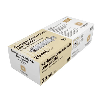 Seringa Hipodérmica Luer Lock 20ml Sem Agulha Descarpack com 50 Unidades
