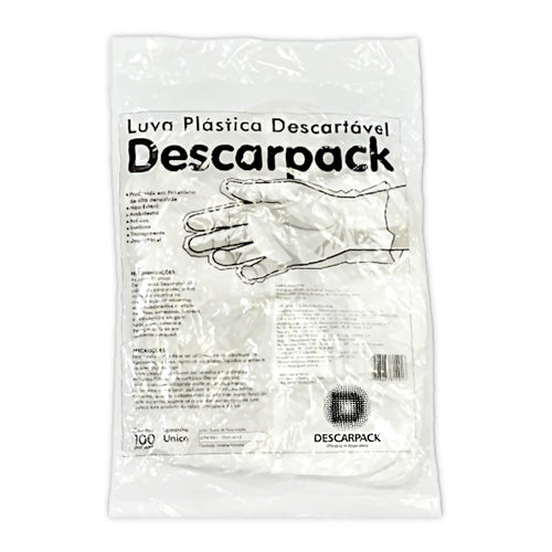 Luva Plástica Não Estéril Descarpack com 100 unidades