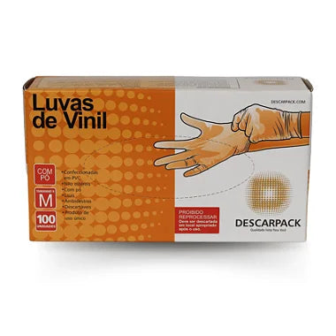 Luva de Vinil Descartável com Pó Descarpack