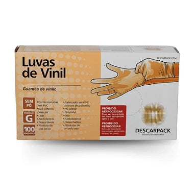 Luva de Vinil Branca Sem Pó