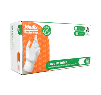 Luva Látex Com Pó Medix Brasil Profissional - Caixa com 100 un